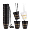 Junggesellenabschied Schnapsglas Halskette Set Braeutigam Team Hochzeit schwarz weiss - Tassen-Set / Schwarz Weiß