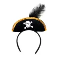 Cerchietto con cappello da pirata di Halloween con piuma nera e teschio per feste. - Taglia unica / Cerchietto da Pirata