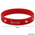 Bracelet en silicone rouge avec amour et jolis oiseaux, cadeau de couple pour la Saint-Valentin. - Rouge (QR1106A20-5)