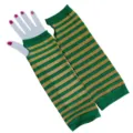 Groen en goud gestreepte vingerloze handschoenen St Patricks Dag kostuum accessoires - TX181206GD