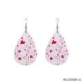 Valentine's Day teardrop faux leather earrings with cute red heart and arrow print design. - Heart Arrow Teardrop Leather Earrings (HE1030GR-10)