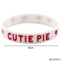 Bracelet en silicone blanc pour couple bracelet en caoutchouc avec motif de coeur 10cm - Blanc (QR1106A20-8)