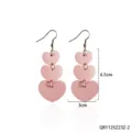 Pink triple heart dangle earrings for women, stylish faux leather drop earrings for daily wear. - Pink Leather Triple Heart Earrings (QR1125Z23Z-2)