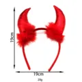 Vista detallada diadema de cuernos de diablo rojos, borde de felpa, accesorio. - Diadema de Cuernos de Diablo de Peluche Rojo(HA908R23R-1)