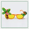 Hawaiian party novelty glasses tropical flamingo cocktail photo booth prop orange frame - One Size / Flamingo Cocktail Shape(TS7096OG) / Orange Yellow