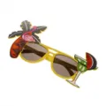 Hawaiian party sunglasses with tropical flamingo and cocktail decor for summer beach festivals. - One Size / Flamingo Palm Tree Shape(TS7096YW) / Yellow
