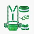St. Patrick's Dag groen bier harnas heuptas hoofdband bril polsbandjes feest set - Eén maat / Multifunctionele Bretels Heuptas Set