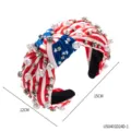 American flag knotted headband with pearls and rhinestones patriotic hair accessory - One Size / Pearl Rhinestone Headband Style 1