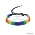 Colorful woven rainbow bracelet for hippie costume and party. Adjustable length 16-30cm. - Multicolor Rainbow