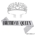 Silberner Strass Geburtstag Tiara Krone und Glitzer Schärfe Set für Party Feier Dekoration. - BIRTHDAY QUEEN(BI0713W21-17)