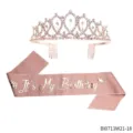 Roségold Geburtstag Tiara und Schärpe Set, Strass Krone Glitzer Party Schärpe für Frauen. - It's my birthday(BI0713W21-18)