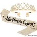Geburtstag Krone Tiara Set und schöne goldene Glitzer Schärfe für Party Dekoration. - Birthday Girl(BI0713W21-19)