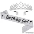 Silberne Geburtstag Tiara und Schärfe Set für Frauen und Mädchen Party Deko Zubehör - Birthday Girl(BI0713W21-22)