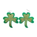 St. Patrick's Day green clover earrings with sparkly glitter felt drop dangling jewelry. - One Size / IR1105C20