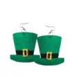 Groene vilt cilinder hoed oorbellen voor Sint Patricksdag met glinsterende gesp en band. - Eén maat / IR1105A20GR