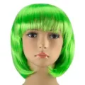 Neon green short bob wig for cosplay and parties, vibrant synthetic hair accessory for fun styling. - Green Short Wig / Green