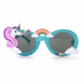 Kids blue glitter unicorn sunglasses party photo props cute rainbow eyewear for festival. - One Size / Unicorn Shape(UC611A20BU) / Blue