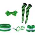 Groen feestelijk accessoire set voor Sint Patrick dag met strik sokken en groene bril. - Eén maat / Dames Set