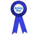 Blue birthday boy ribbon rosette badge with cute star patterns for kids party celebration. - Birthday Badge(TSB9062)