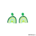 St. Patrick's Day green rainbow shamrock acrylic earrings for festive party wear. - One Size / IR0704U22-1