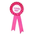 Pink Birthday Girl rosette badge ribbon pin for kids and women birthday party decoration supplies. - Birthday Badge(TSB9061)