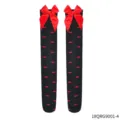 Black over-the-knee stockings with red bow and lips print, sexy party long socks for women. - One Size / 18QRG9001-4 (Black Lip Style)