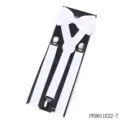 Men white suspenders and bow tie set Y-back adjustable elastic straps with metal clips. - White Braces and Bow Tie Set (PE0811E22-7)