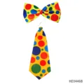 Colorful clown bow tie and necktie costume set, perfect for Halloween party cosplay. - HE0446B