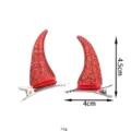 Pinzas para el pelo con cuernos de diablo con purpurina roja, accesorios de Halloween, 4,5x4cm, 7,5g. - Horquilla de Cuernos de Diablo con Lentejuelas Rojas(HA0408E25-2)