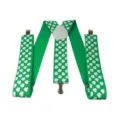 Green shamrock suspenders for St. Patrick's Day festive party outfit elastic straps - One Size / Green White Shamrock Suspenders