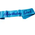 Blue birthday girl sash satin ribbon for party celebration decor, stylish birthday party accessory. - One Size / 19BIT9535BU