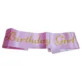 Pink satin birthday girl sash with glitter gold text party decoration accessory item - One Size / 19BIT9534PK