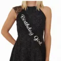 Black lace birthday girl sash variant, elegant party ribbon accessory for women celebration. - One Size / 17BIT9525BK