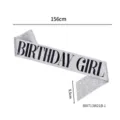 Silver glitter birthday girl sash 156cm party celebration decoration ribbon belt accessory - One Size / BI0713W21B-1