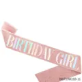 Rose gold glitter birthday girl sash, holographic foil party ribbon for celebration party. - One Size / BI0713W21B-11