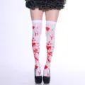 Halloween cosplay bloody over-the-knee socks white thigh high costume party hosiery - One Size / Bloody Socks H3#