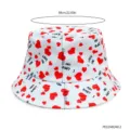 Chapeau bob blanc avec coeurs rouges et imprime d'amour, chapeau de soleil ete 58cm - Chapeau Bob Cœur (PE1104X24X-2)