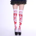 Halloween cosplay blood splatter over knee stockings white sexy costume party socks - One Size / Bloody Socks 1#