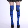 Halloween cosplay costume long stockings over-the-knee socks with bat print for women - One Size / Blue Halloween Style