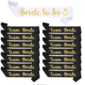 Set de bandas para despedida de soltera con letras doradas brillantes para fiesta nupcial. - Set de Bandas