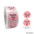 Rol roze ronde bedanktstickers met hartontwerp voor geschenkverpackking en trouwdecoratie. - QR1125D23D-1 / 2.5cm