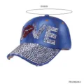 Casquette de baseball en jean bleu avec strass lettres LOVE et visière étincelante. - Style Denim Strass (PE1104A24A-3)