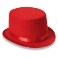 Chapeau haut de forme rouge en feutre avec ruban satin pour costumes et fêtes de fin d'année. - Chapeau Haut de Forme (TSF5036RD)