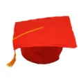 Red graduation cap with yellow tassel mortarboard hat for school ceremony party decoration - Red