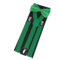 Green adult suspenders and bow tie set, matching clip-on braces for men and women formal wear. - Green