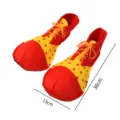 Oversized clown shoes with red and yellow polka dots, fun costume accessory for parties. - CL0412B22-3A