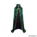 Green metallic hooded carnival cloak with yellow trim for costume party and stage show. - MD1102A20-2 Style