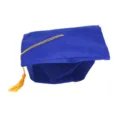 Blue graduation cap with yellow tassel mortarboard hat for school ceremony party decoration - Blue