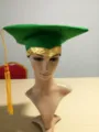 Green graduation cap with gold trim and yellow tassel for school graduation ceremony decoration - Green & Gold