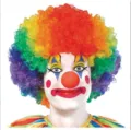 Rainbow Afro Clown Wig Colorful Costume Hair Accessory for Party Cosplay Dress Up Fun Event - CLSET1CA假发鼻子2件套